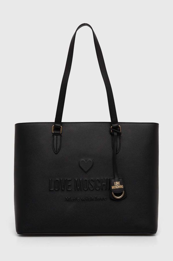 Love Moschino Usnjena torbica Love Moschino črna barva, JC4114PP1LL1000A