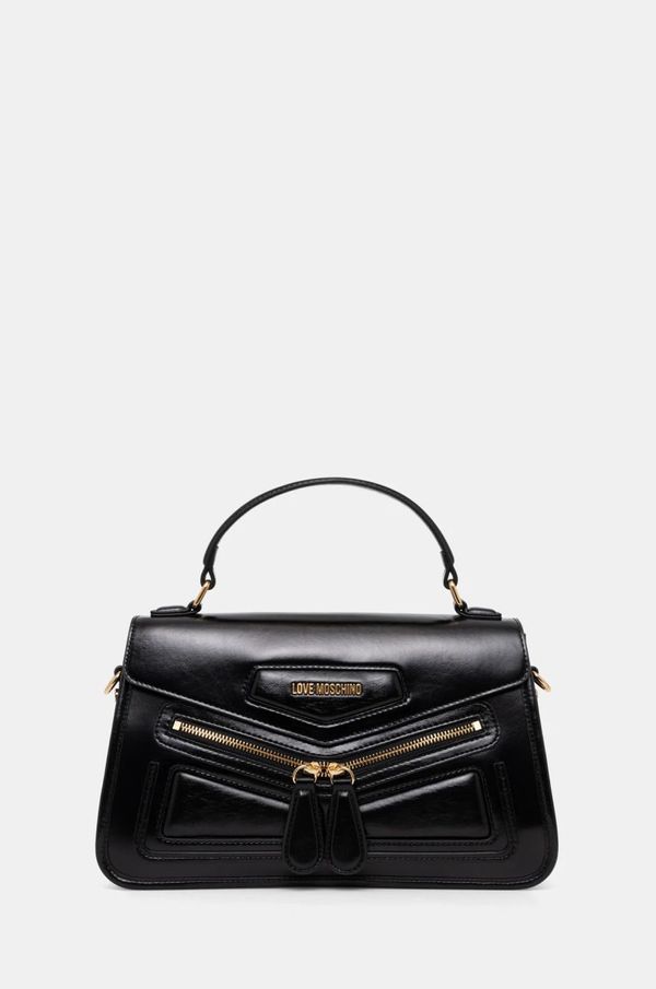 Love Moschino Usnjena torbica Love Moschino črna barva, JC4355PP0L