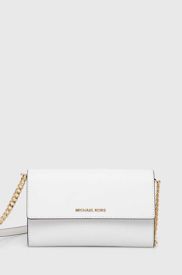 MICHAEL Michael Kors Usnjena torbica MICHAEL Michael Kors bela barva