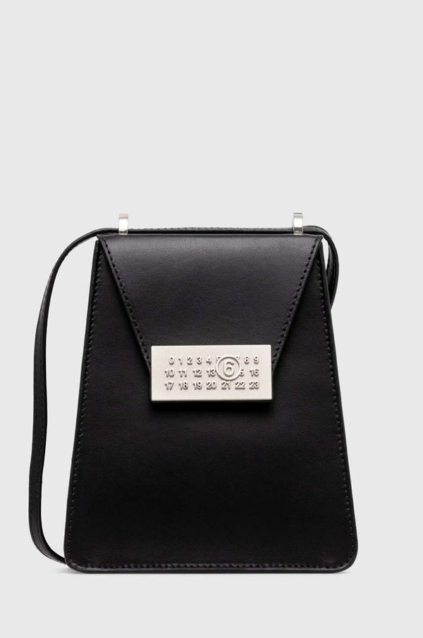 MM6 Maison Margiela Usnjena torbica MM6 Maison Margiela Numbers Vertical Mini Bag črna barva, SB5WG0018