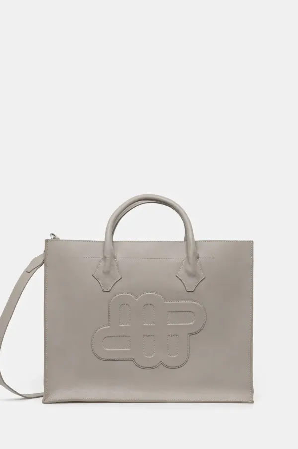 MUNTHE Usnjena torbica MUNTHE FRANCI siva barva, 251190525151