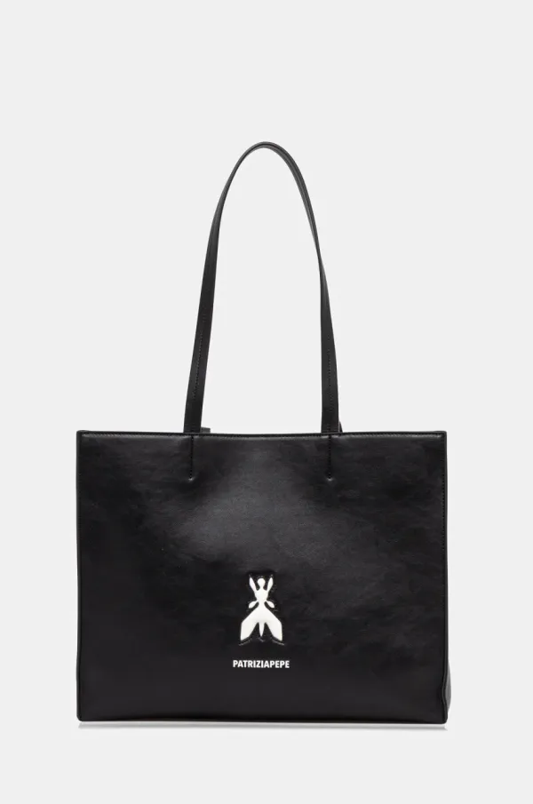 Patrizia Pepe Usnjena torbica Patrizia Pepe črna barva, 8B0172 L145