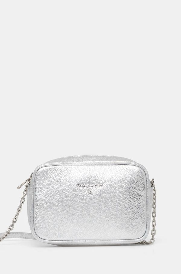 Patrizia Pepe Usnjena torbica Patrizia Pepe srebrna barva, 8B0071 L138