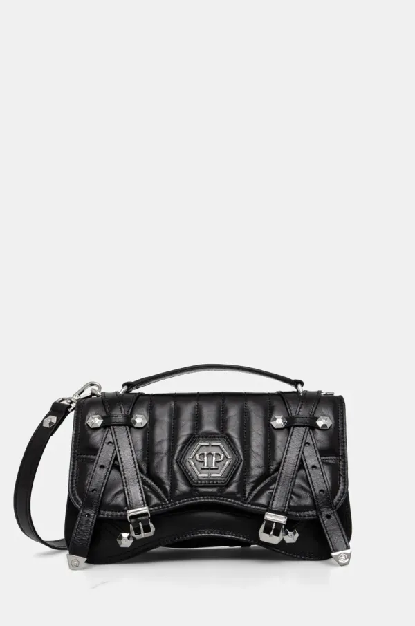 Philipp Plein Usnjena torbica Philipp Plein črna barva, SAEA WBA2067 PLE010N