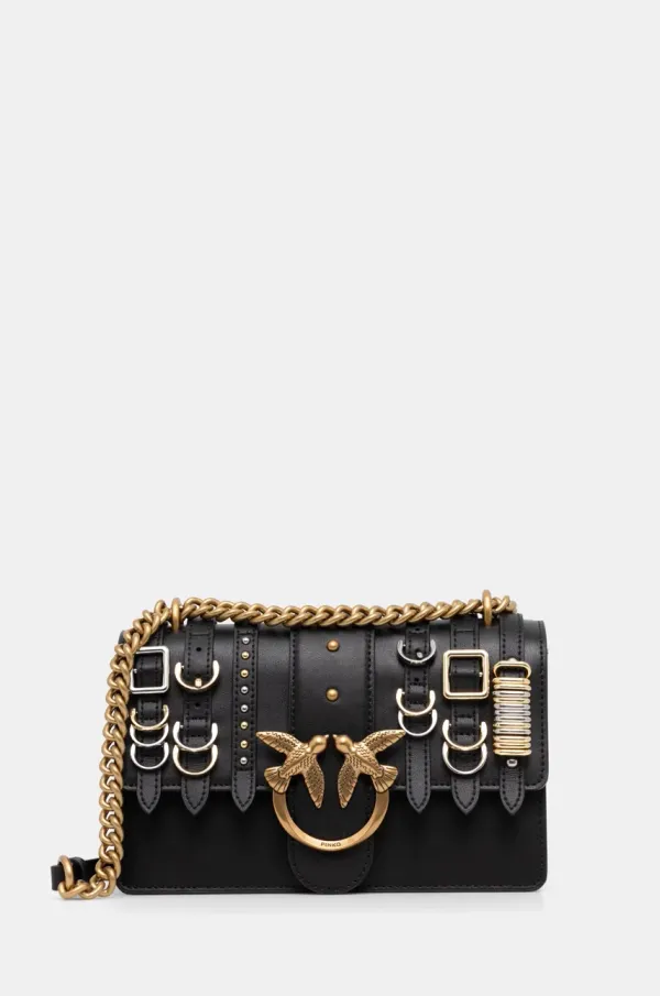 Pinko Usnjena torbica Pinko črna barva, 103335 A26K