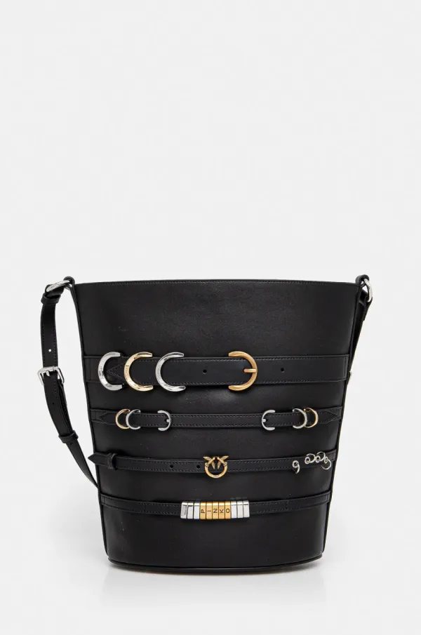 Pinko Usnjena torbica Pinko črna barva, 104366 A26K