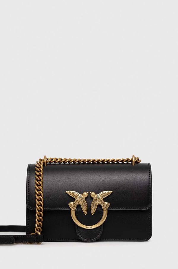 Pinko Usnjena torbica Pinko črna barva