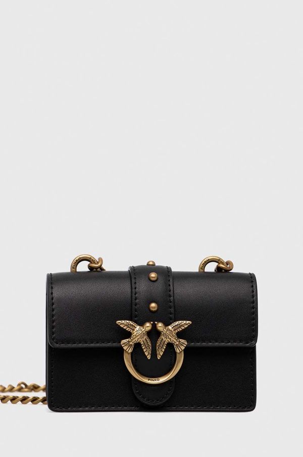 Pinko Usnjena torbica Pinko črna barva