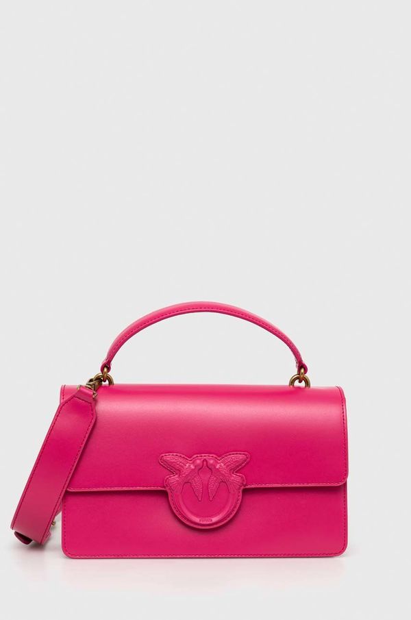 Pinko Usnjena torbica Pinko roza barva