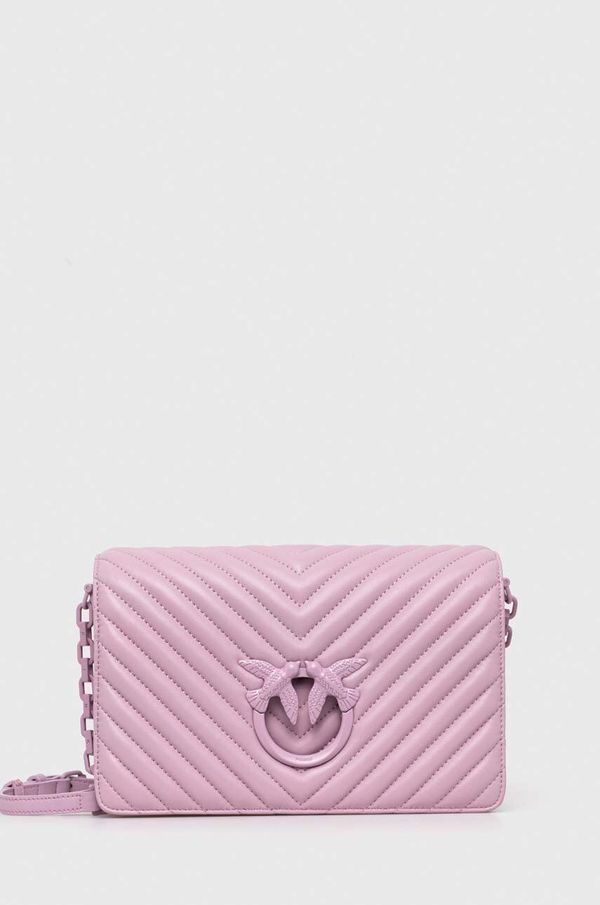 Pinko Usnjena torbica Pinko vijolična barva, 100063 A0VM