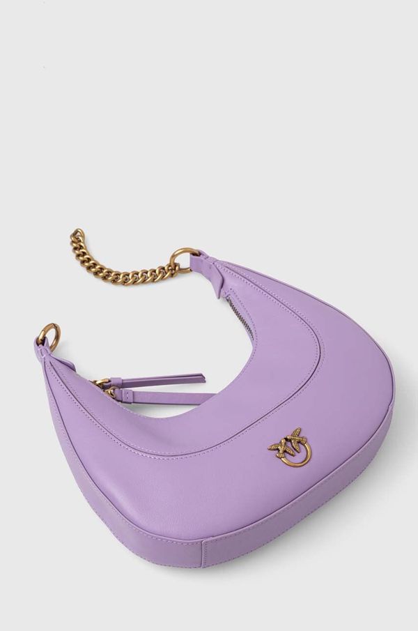 Pinko Usnjena torbica Pinko vijolična barva