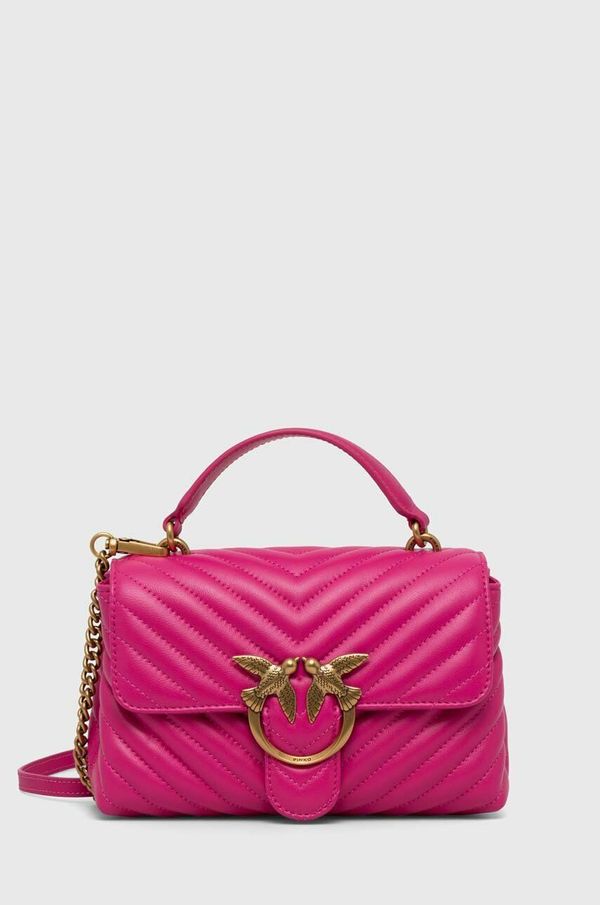 Pinko Usnjena torbica Pinko vijolična barva