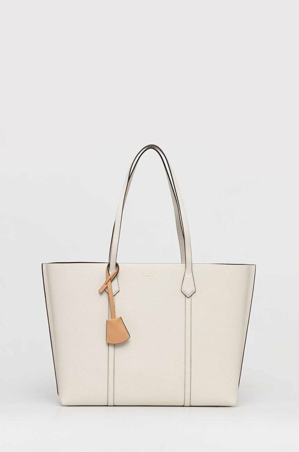 Tory Burch Usnjena torbica Tory Burch bež barva