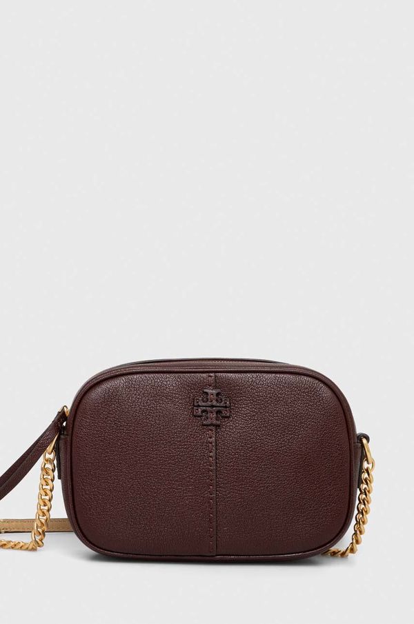 Tory Burch Usnjena torbica Tory Burch bordo barva