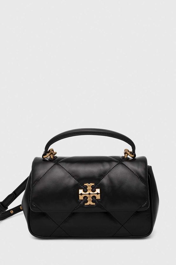 Tory Burch Usnjena torbica Tory Burch Kira Diamond Quilt črna barva 154719.001