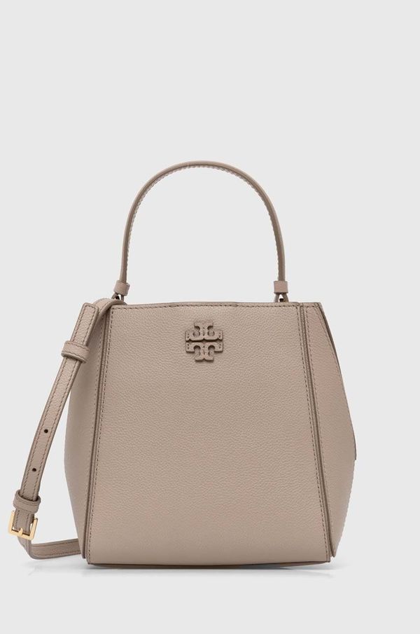 Tory Burch Usnjena torbica Tory Burch McGraw Small bež barva, 158500.200