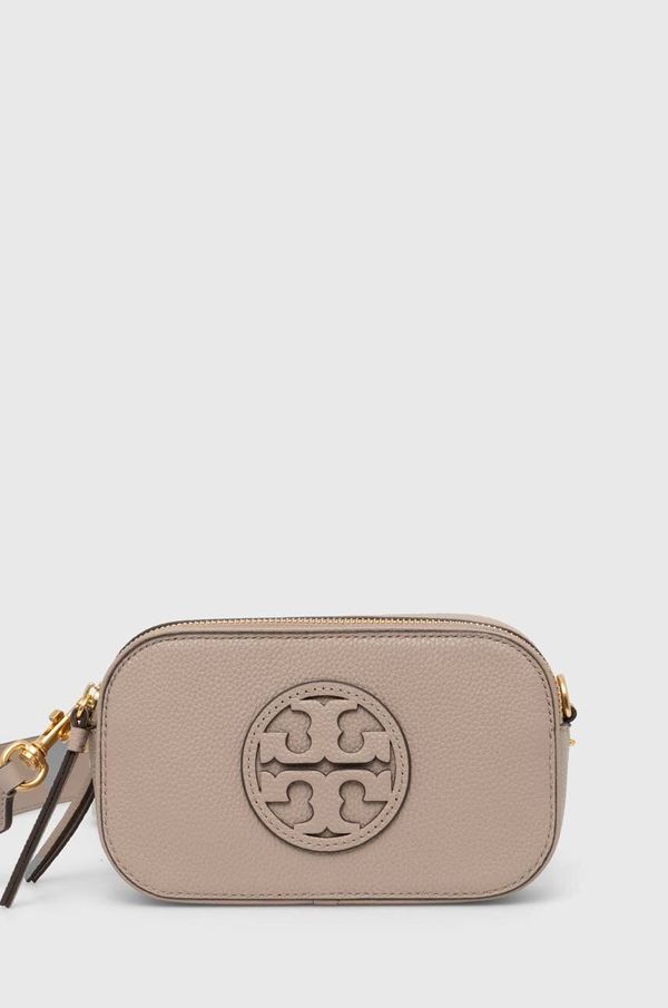 Tory Burch Usnjena torbica Tory Burch Miller Mini bež barva, 150153.200