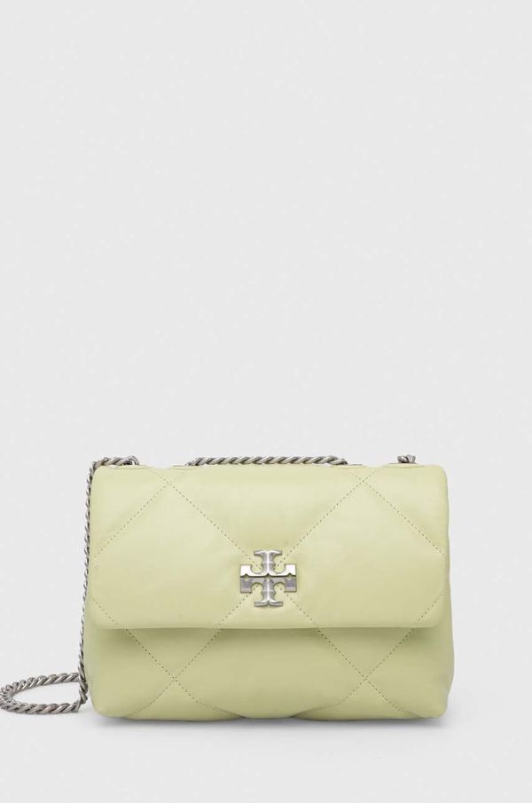 Tory Burch Usnjena torbica Tory Burch zelena barva