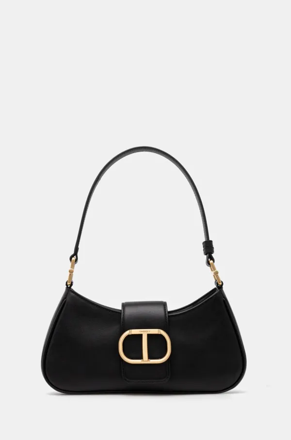 Twinset Usnjena torbica Twinset črna barva, 251TB7112