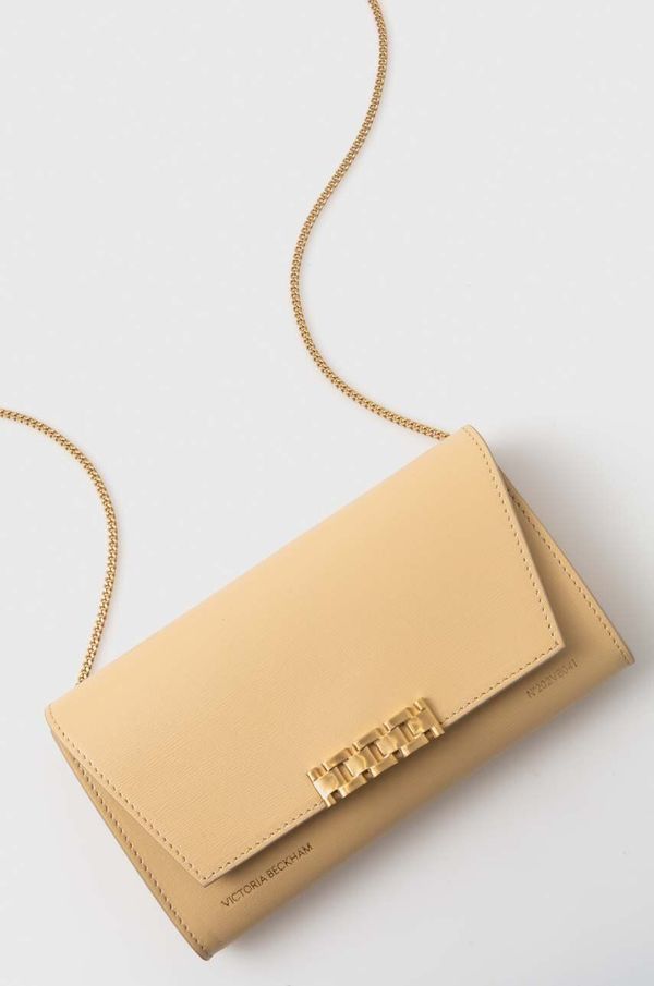 Victoria Beckham Usnjena torbica Victoria Beckham bež barva