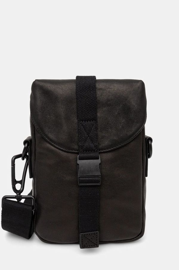 AllSaints Usnjena torbica za okoli pasu AllSaints JUAN črna barva, M145XB