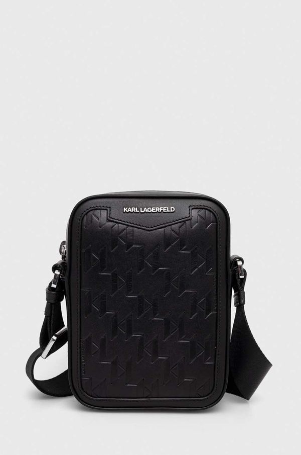 Karl Lagerfeld Usnjena torbica za okoli pasu Karl Lagerfeld črna barva