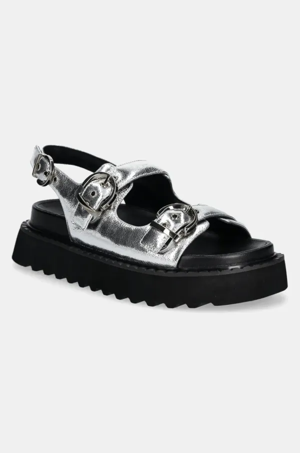 Pinko Usnjena torbica za okoli pasu Pinko Kate ženski, srebrna barva, SD0293 P049 ZZF