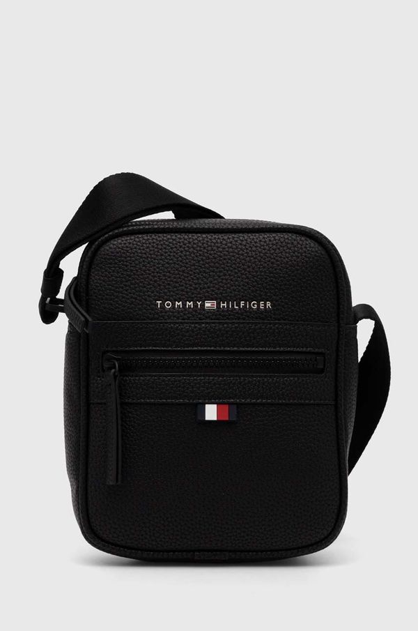 Tommy Hilfiger Usnjena torbica za okoli pasu Tommy Hilfiger črna barva, AM0AM09504