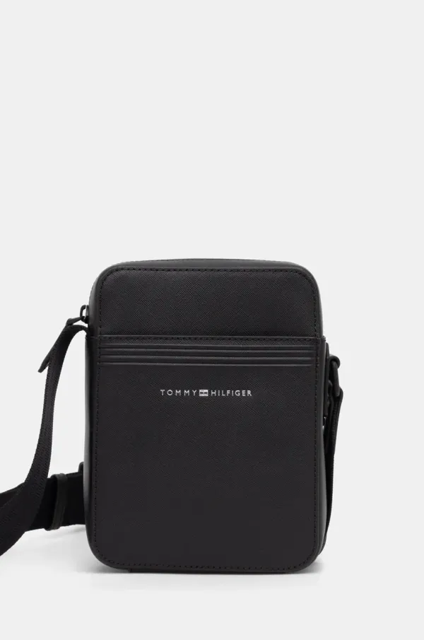 Tommy Hilfiger Usnjena torbica za okoli pasu Tommy Hilfiger črna barva, AM0AM13215