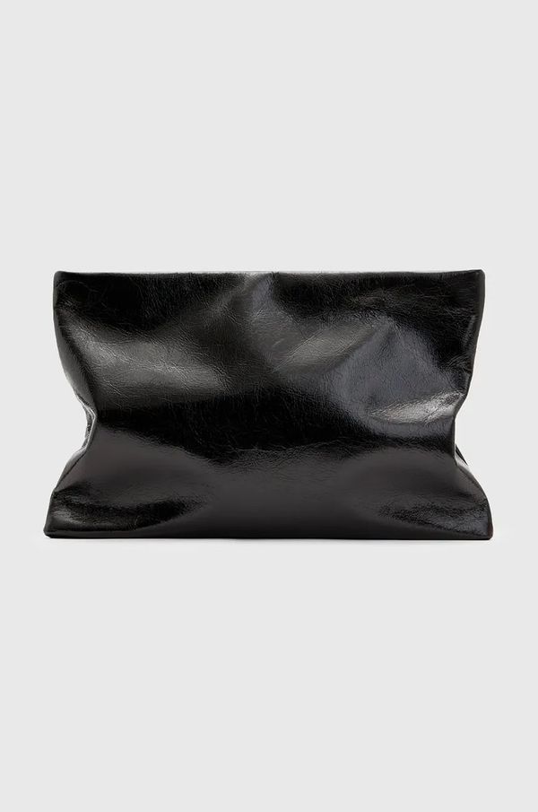 AllSaints Usnjena večerna torbica AllSaints BETTINA CLUTCH črna barva, W393XB