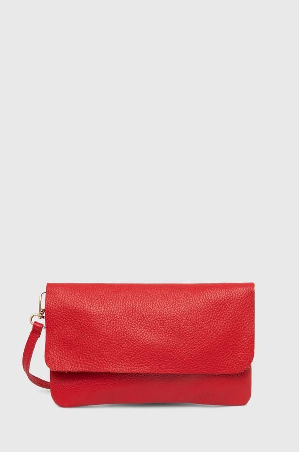 Answear Lab Usnjena večerna torbica Answear Lab rdeča barva