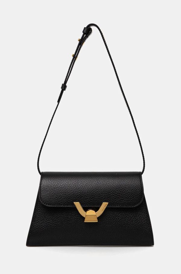 Coccinelle Usnjena večerna torbica Coccinelle črna barva, E1 QTF 12 03 01