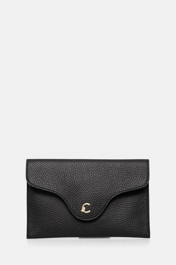 Coccinelle Usnjena večerna torbica Coccinelle črna barva, E5 SSL 19 01 01