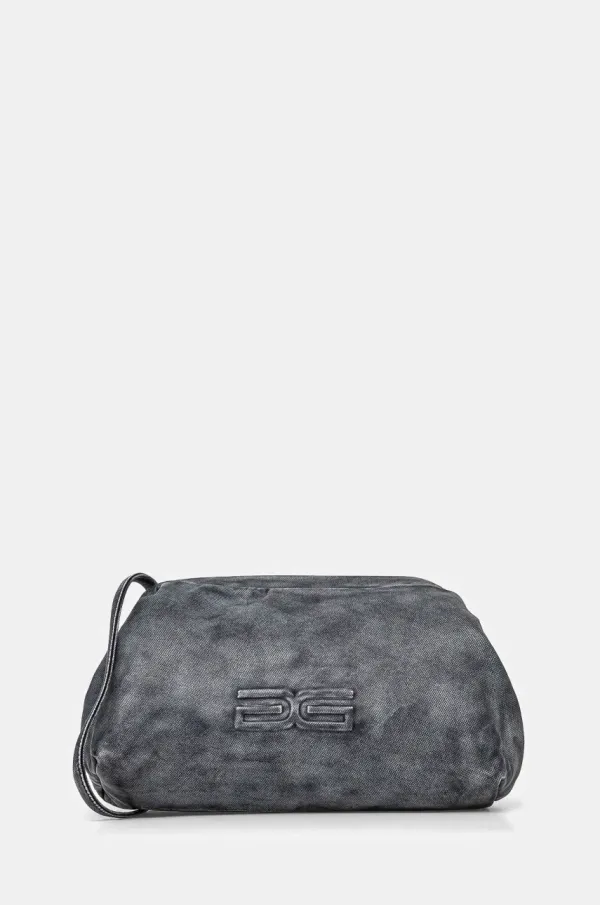 Gestuz Usnjena večerna torbica Gestuz siva barva, 10909828