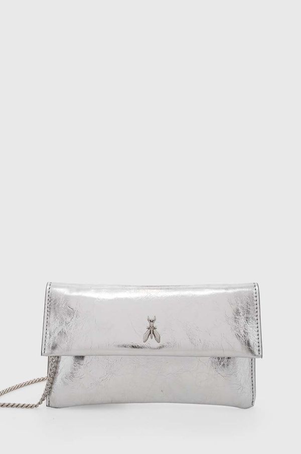 Patrizia Pepe Usnjena večerna torbica Patrizia Pepe srebrna barva, 8B0050 L112