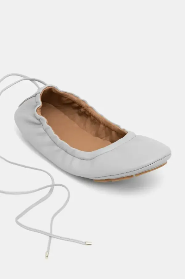 BOSS Usnjene balerinke BOSS Roxanne siva barva, 50542390