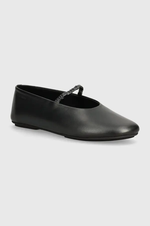 Calvin Klein Usnjene balerinke Calvin Klein BALLERINA W/STRAP PEARL LTH