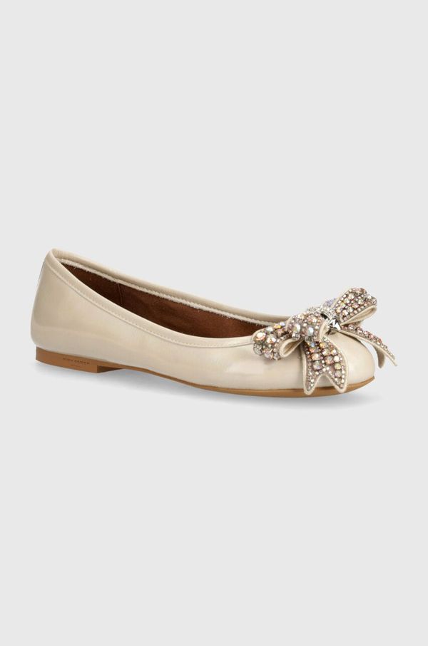 Kurt Geiger London Usnjene balerinke Kurt Geiger London Bow Ballerina bež barva, 621344109