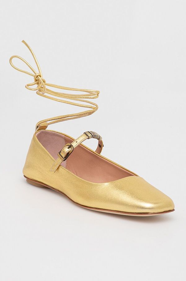 Max&Co. Usnjene balerinke MAX&Co. zlata barva, 2416521057200