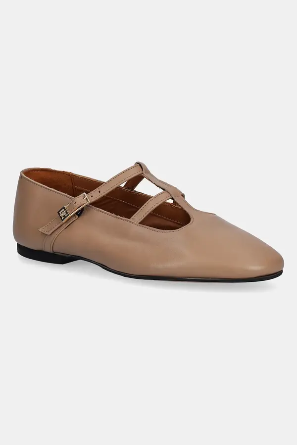 Tommy Hilfiger Usnjene balerinke Tommy Hilfiger SMOOTH LEATHER T-BAR BALLERINA