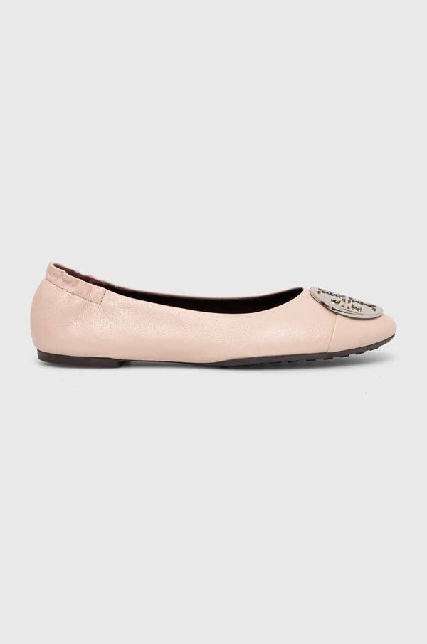 Tory Burch Usnjene balerinke Tory Burch Claire Cap-Toe Ballet bež barva, 156309.650