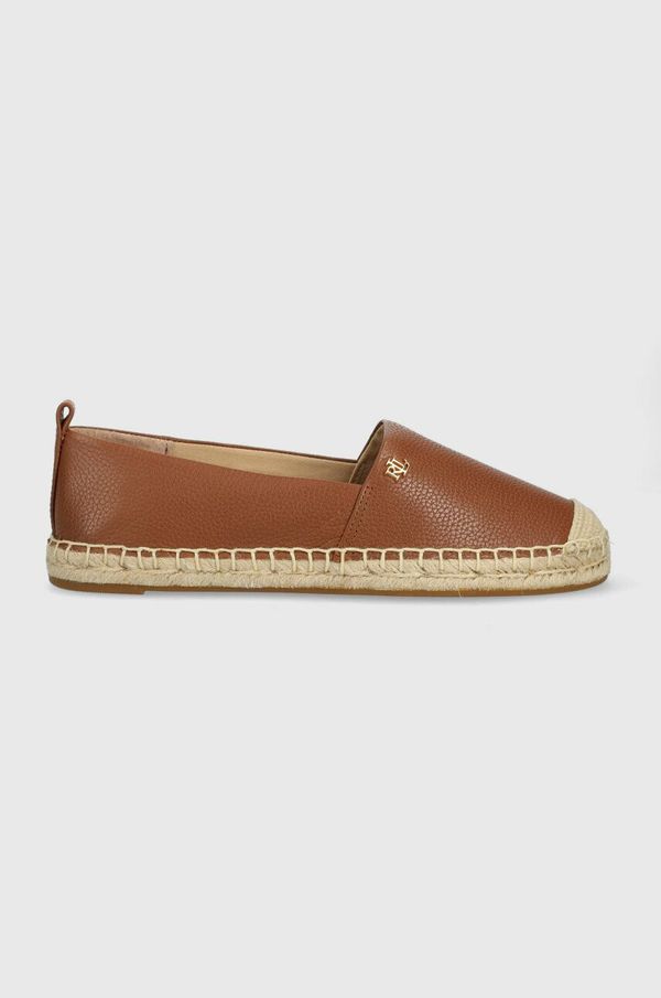 Lauren Ralph Lauren Usnjene espadrile Lauren Ralph Lauren Cameryn IV rjava barva, 802905304002