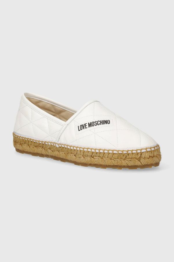 Love Moschino Usnjene espadrile Love Moschino bela barva, JA10582G0IIE0100