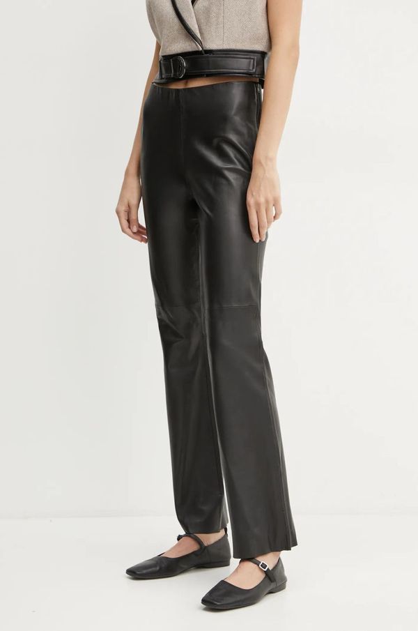 Bruuns Bazaar Usnjene hlače Bruuns Bazaar ženske, črna barva, BBW4302