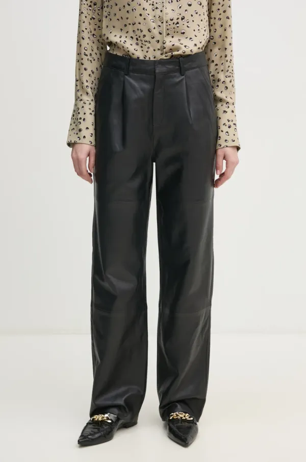 Joop! Usnjene hlače Joop! Lorena ženske, črna barva, 80000714 180031