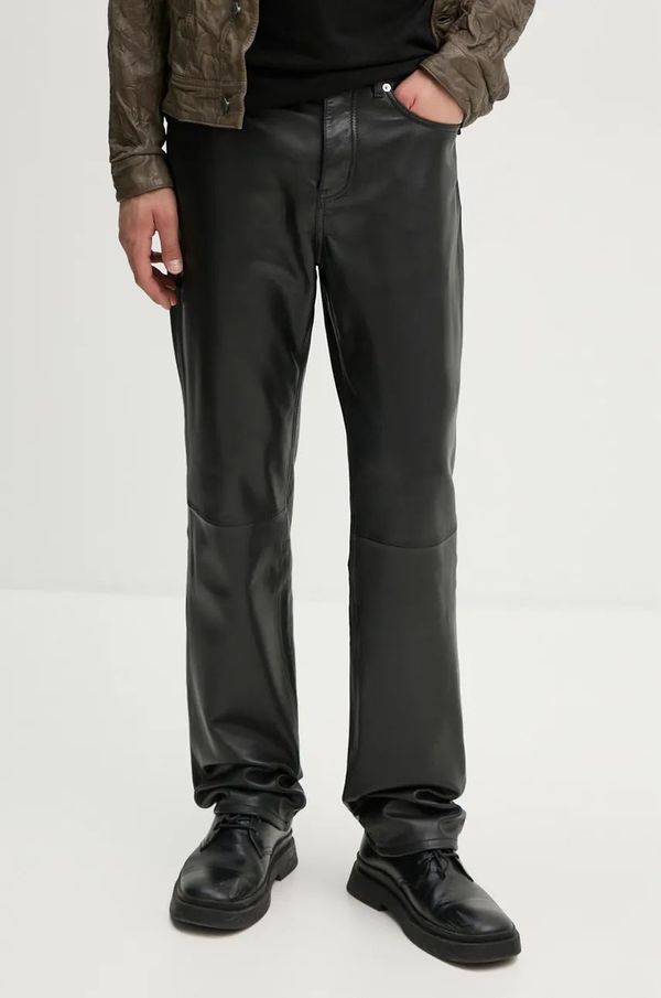 Zadig&Voltaire Usnjene hlače ZADIG&VOLTAIRE moške, črna barva, RMPA00017
