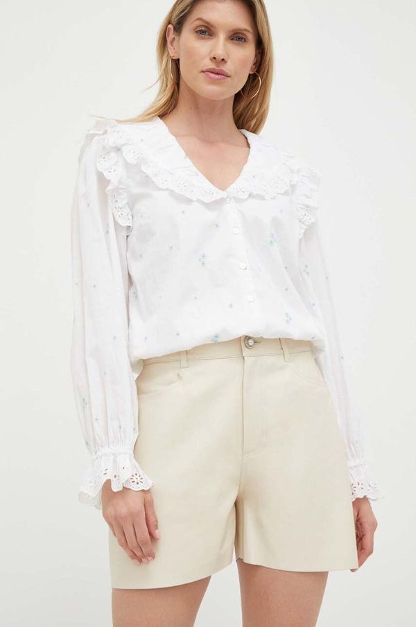 Custommade Usnjene kratke hlače Custommade Nava ženske, bež barva