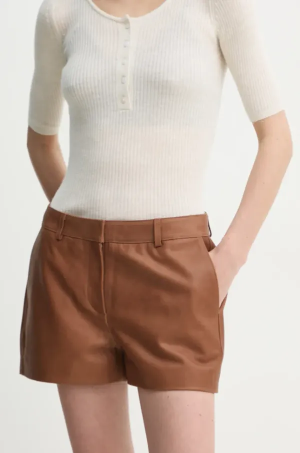 Herskind Usnjene kratke hlače Herskind Holly ženske, rjava barva, 5469175