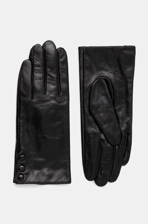 Answear Lab Usnjene rokavice Answear Lab ženski, črna barva