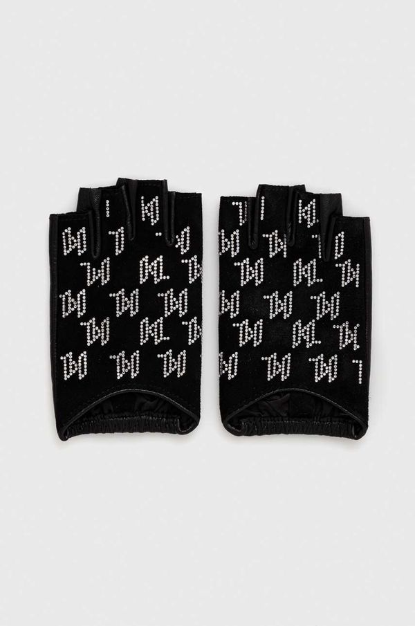 Karl Lagerfeld Usnjene rokavice brez prstov Karl Lagerfeld ženski, črna barva